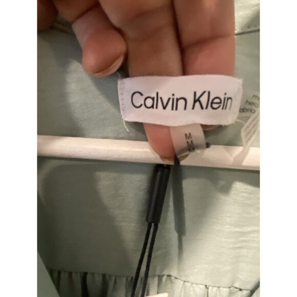 NWT Calvin Klein Wrap Mini Dress Womens Medium Icy Color V-Neck Long Sleeve Sz M - Picture 9 of 10